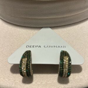 Deepa Gurnani Green and Gold Beaded Earrings